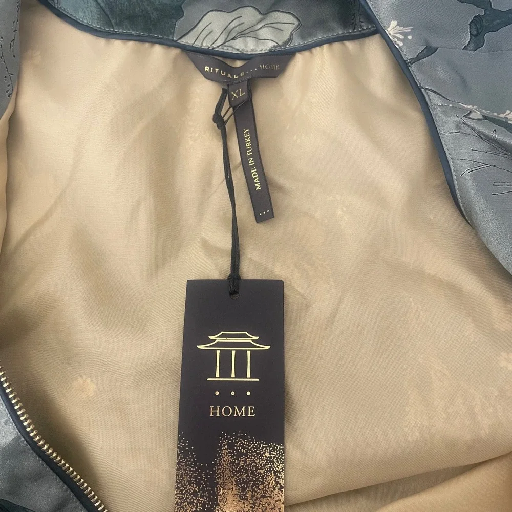 Rituals Satin Floral Bomber Jacket XL Sage Green Art -to- Wear Art Teacher